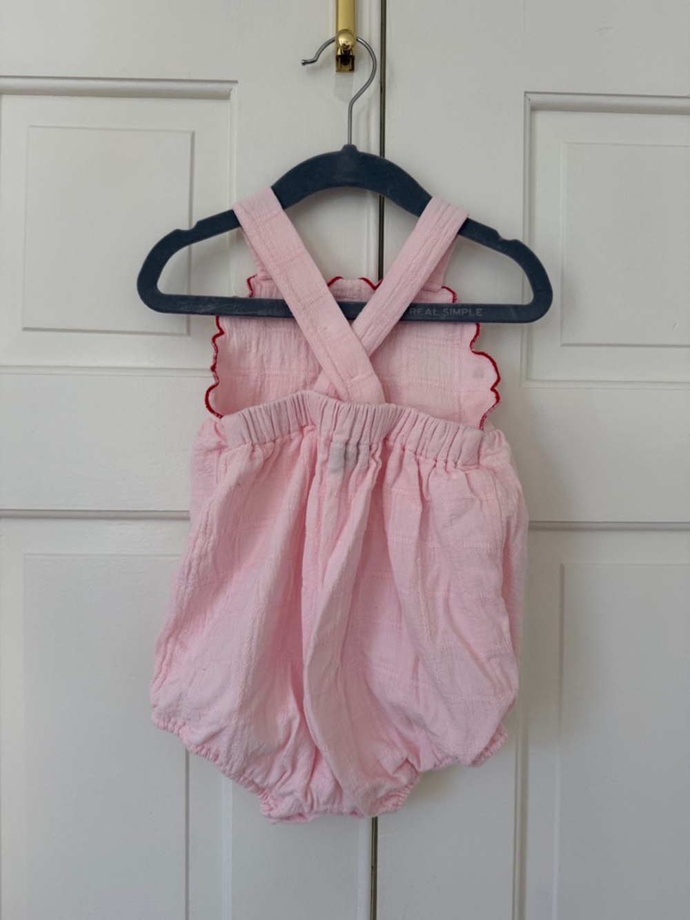 Pink Smocked Bubble Romper with Cherry Embroidery - Kids - Picture 2 of 3